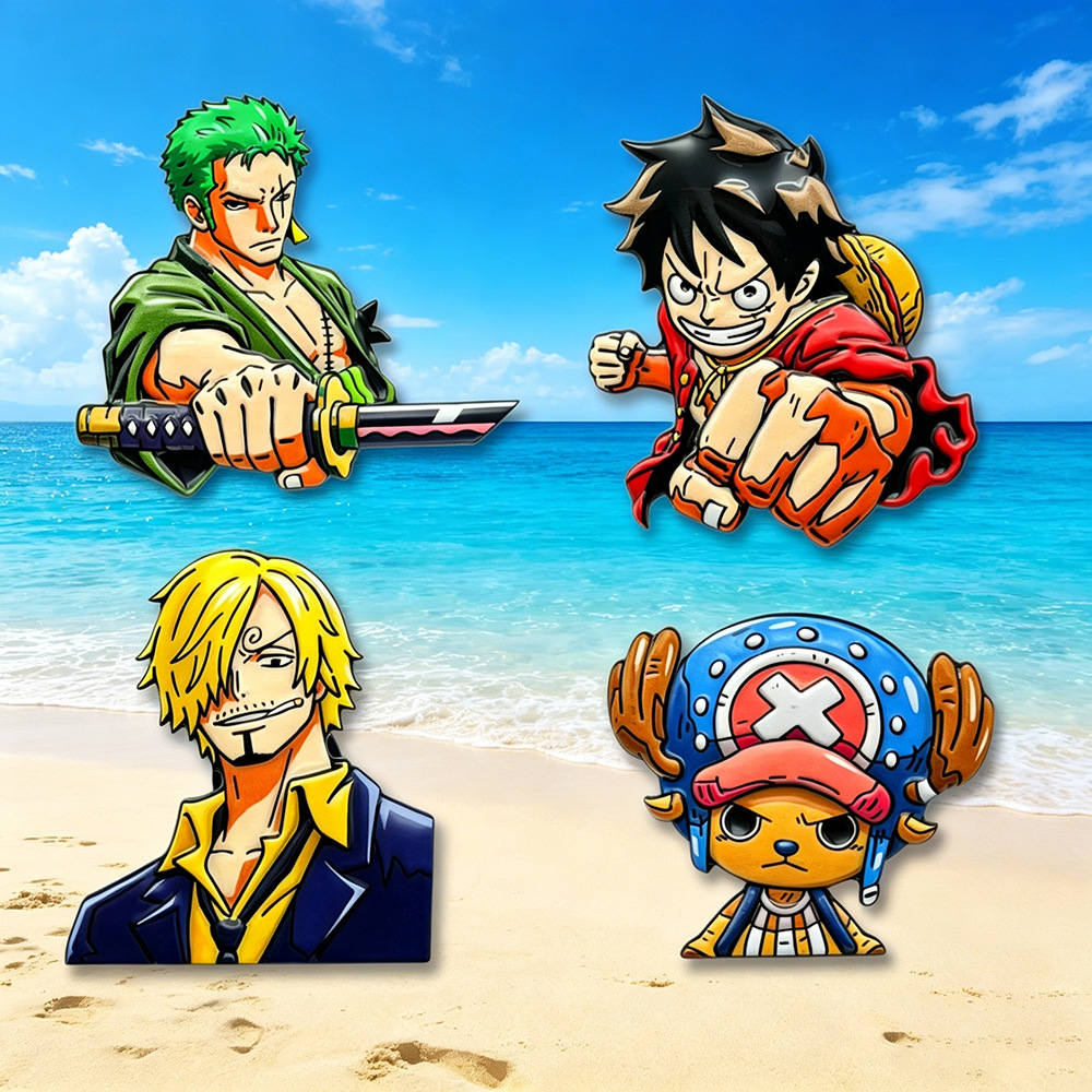 Anime One Piece Merchandise - Juego de 4 broches de personajes